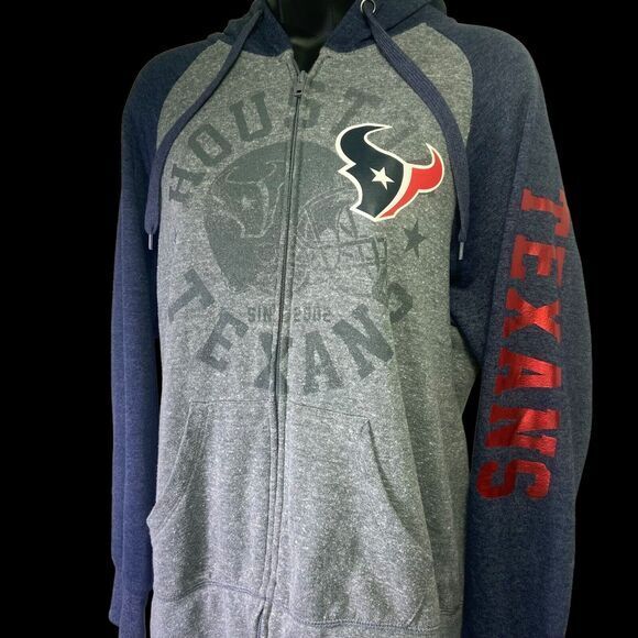 NFL HOUSTON TEXANS HOODIE WOMEN'S SIZE MEDIUM FULL ZIP UP POCKETS - Picture 2 of 10